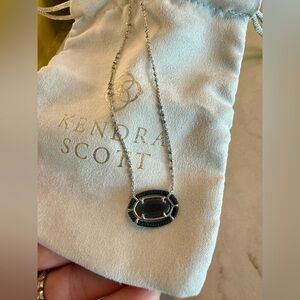Kendra Scott Elisa Silver Necklace with Black Pendant
